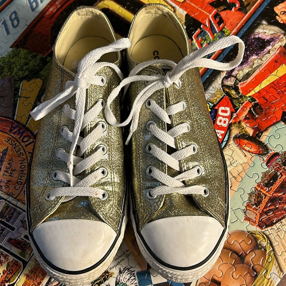 Sparkling gold converse shoes
